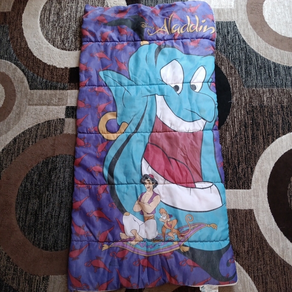 Vintage Disney Aladdin Sleeping Bag - Genie Abu Carpet Kids Teens 90s - Picture 1 of 6